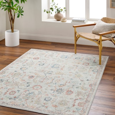 Livabliss Calhoun Vintage Damask Washable Area Rug