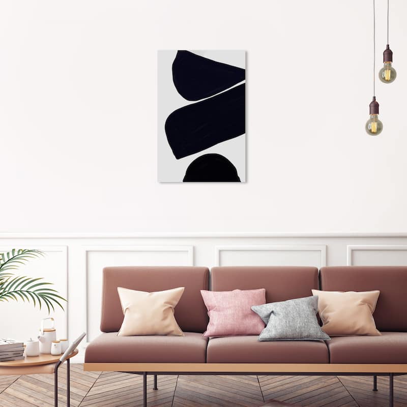 Wynwood Studio Canvas Abstract Elements Black and Light Gray Modern & Contemporary Wall Art Canvas Print - 30 x 20