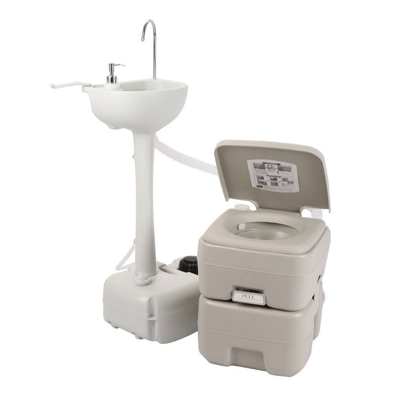 Portable Removable Outdoor Handwash Sink Station with Toilet Set