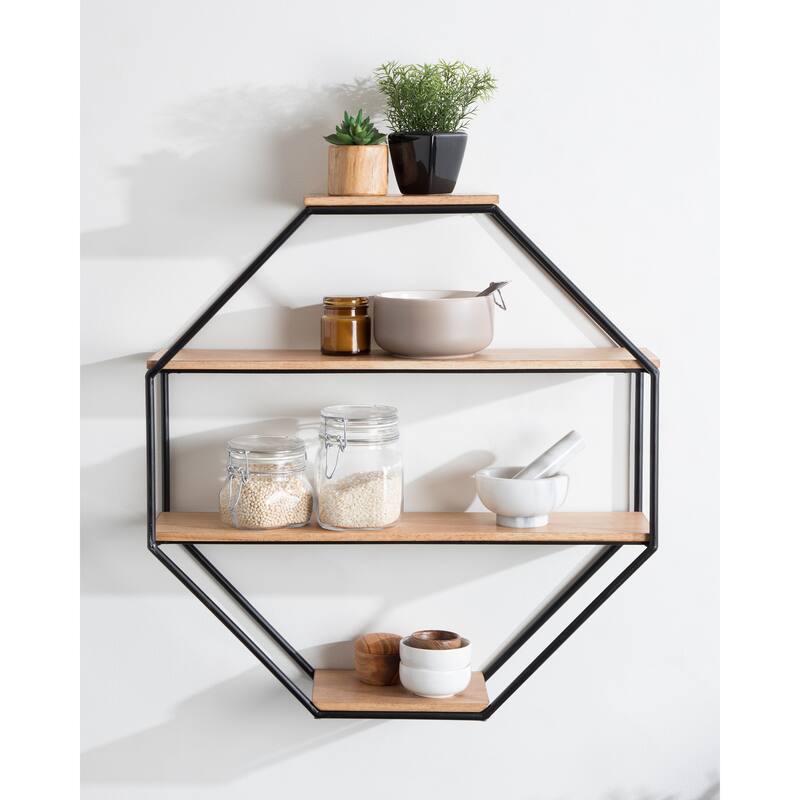 Kate and Laurel Lintz Octagon Floating Wall Shelf