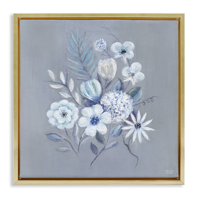 Stupell Mixed Flower Bundle Framed Floater Canvas Wall Art Design By Marilyn Dunlap - 25 x 25 - Gold