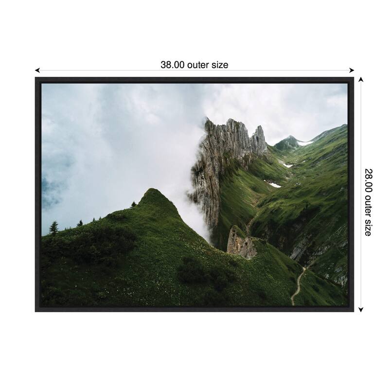 Kate and Laurel Sylvie Mountain Ridge and Green Meadow on a Cloudy Day Framed Canvas by Michael Schauer