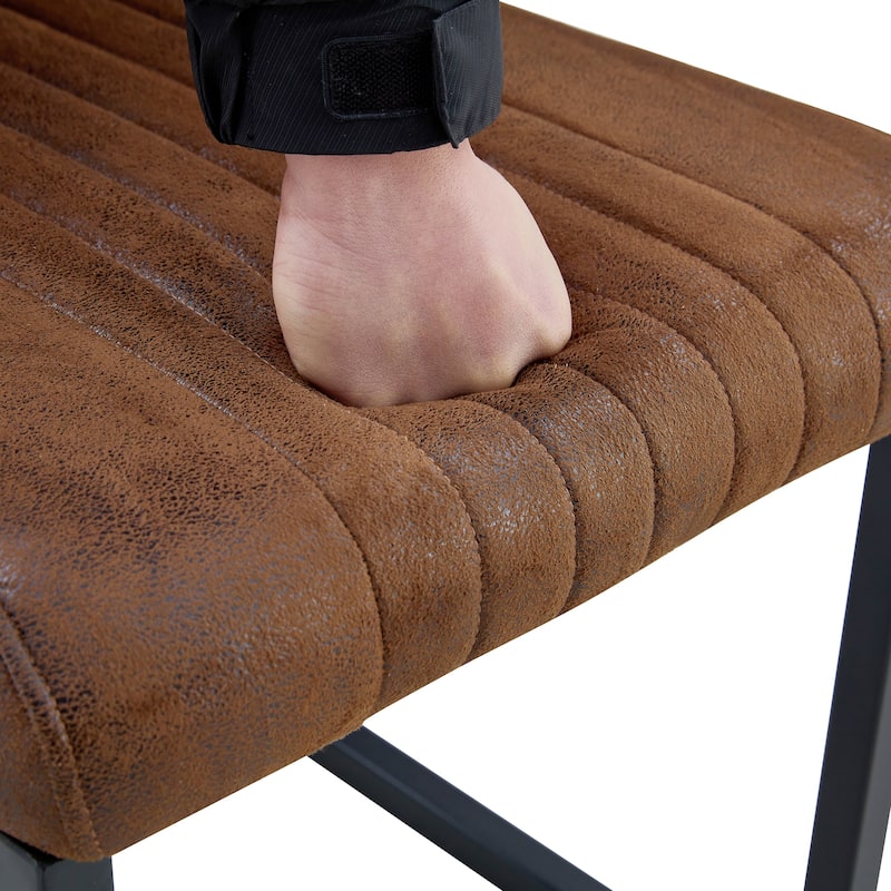 Roomfitters Ergonomic Dining Chairs with Brown Tech Fabric and Black Metal Legs, Comfortable Sponge Seat Set of 4, Brown