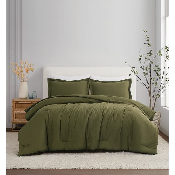 slide 2 of 5, Brooklyn Loom Flax Linen Comforter Set Moss Green - Queen - 3 Piece