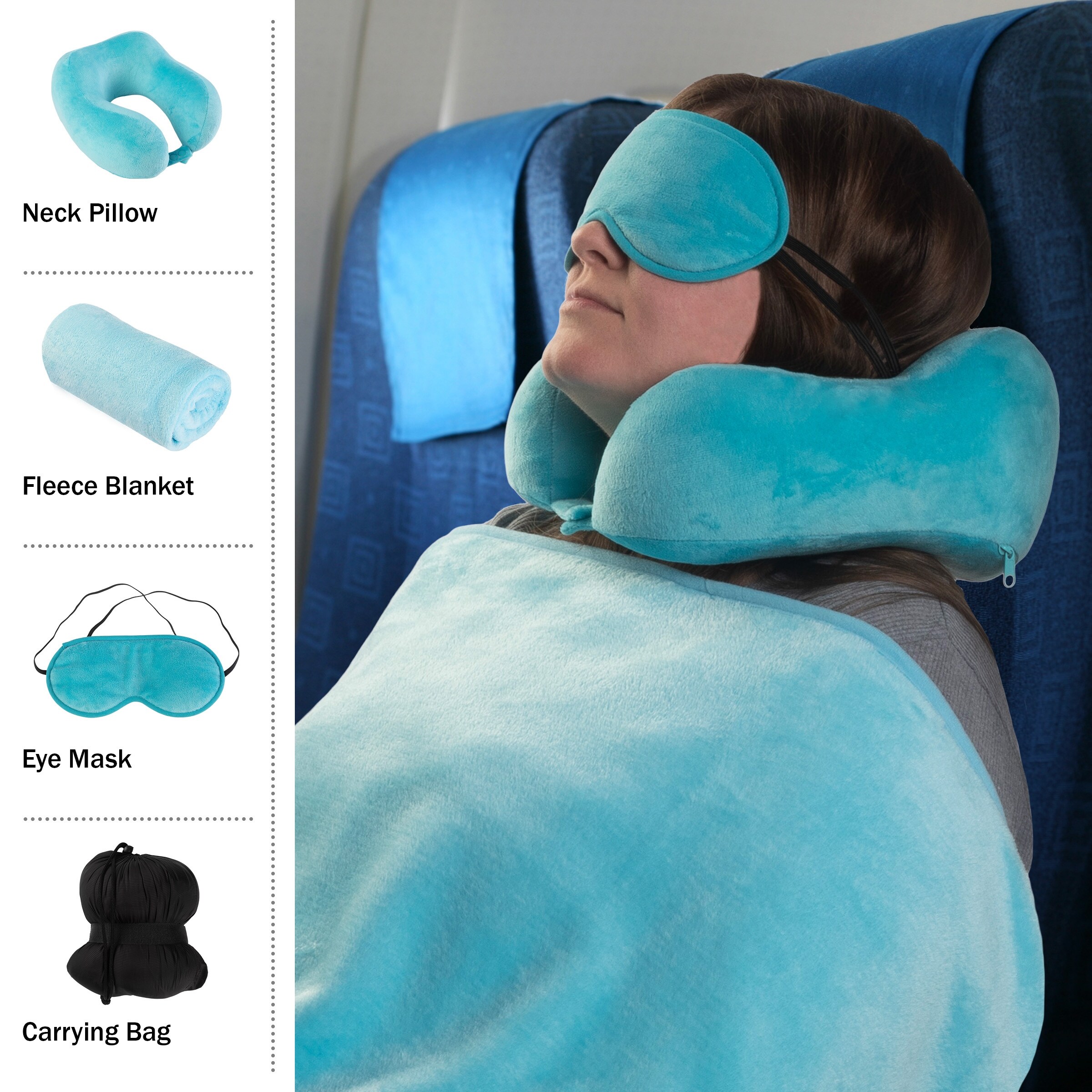 Travel Pillow Set Memory Foam Pillow Fleece Blanket and Eye Mask by Home Complete Blue On Sale Bed Bath Beyond 39091259