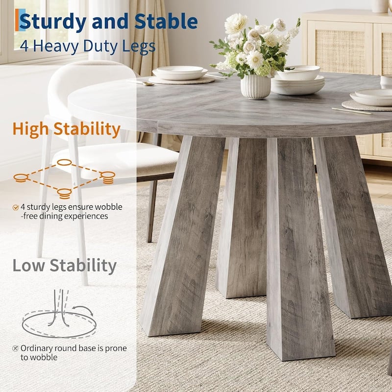 47" Farmhouse Kitchen Circle Dinning Table for Dining Room, Living Room