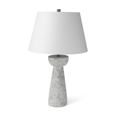 Julia Grey Antiqued Cement Base w/White Shade Table Lamp