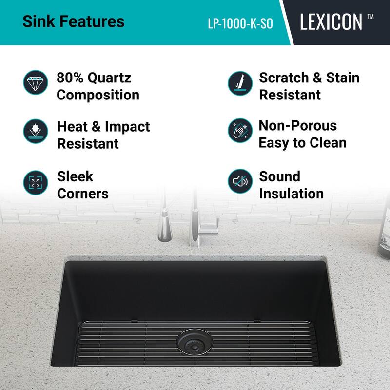 Lexicon Kitchen sink Quartz composite 32 Inch Galaxy Black - 19x32
