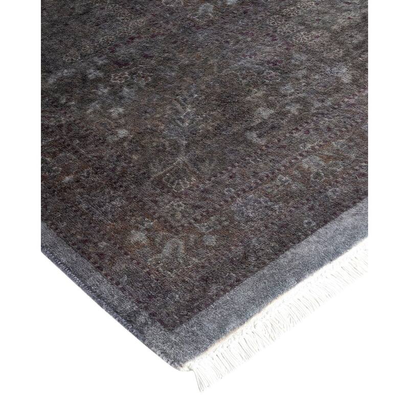 Overton Hand Knotted Wool Vintage Inspired Modern Contemporary Overdyed Gray Area Rug - 8' 2" x 10' 4"