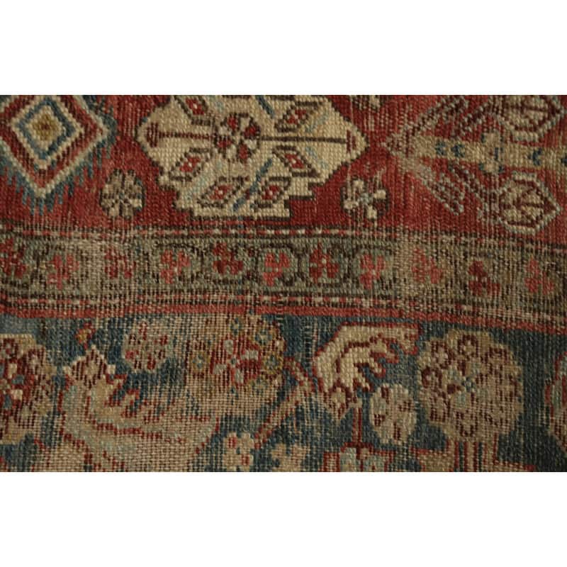 Hand Knotted Oriental 100% Wool Carpet Traditional Floral Navy Blue & Blues Bidjar Runner Rug - 11' 1'' X 3' 1''