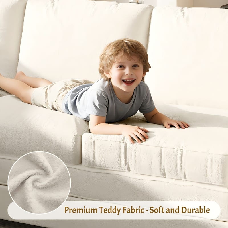 85.1" Teddy Upholstered Sofa with Pull-Out Bed and USB Port