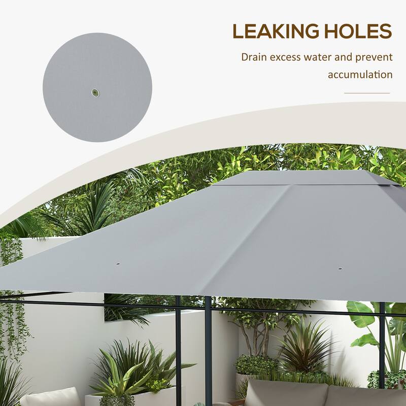10' x 13' Gazebo Canopy Replacement, Outdoor Gazebo Cover Top Roof Replacement with Vents and Drain Holes, TOP COVER ONLY - Gray