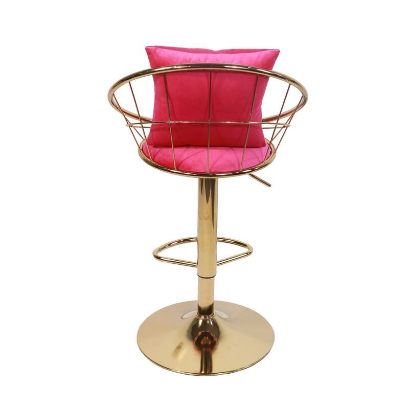 Set of 2 Velvet Bar Chair with Gold Plated Adjustable Height and 360 Degree Rotation