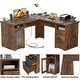 preview thumbnail 37 of 70, Modern Farmhouse L-Shape Desk with File Cabinet and Drawers, Homer Office Executive Desk with Charge Station