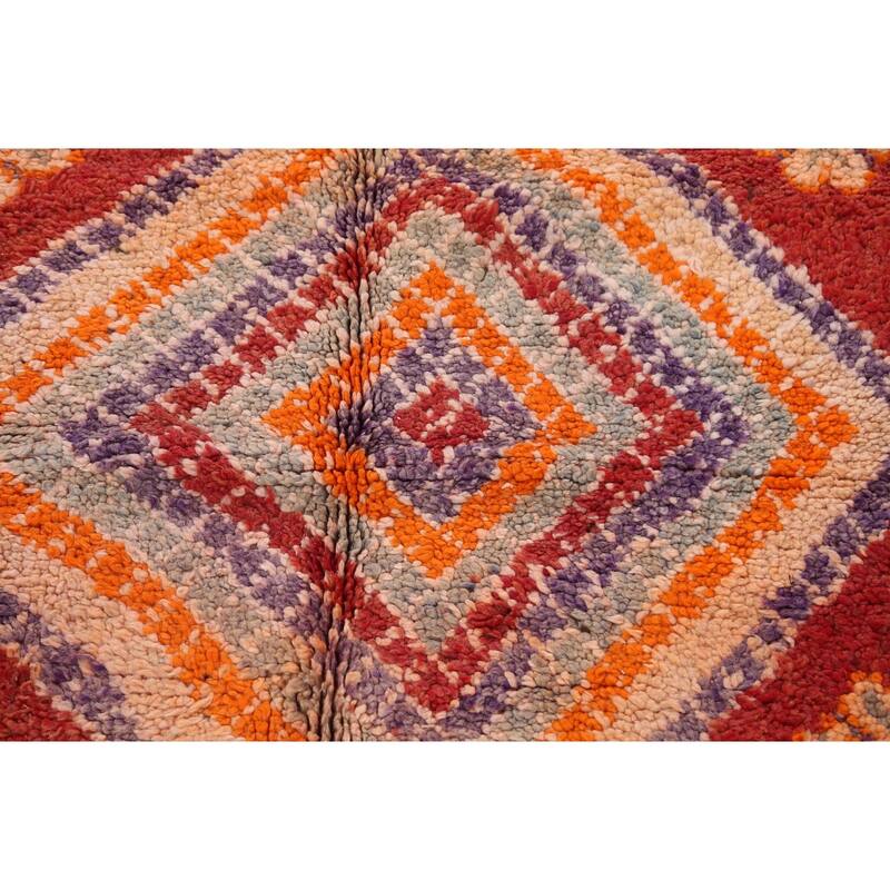 Tribal Moroccan Oriental Area Rug Wool Handmade Bedroom Carpet - 5'1" x 11'1"