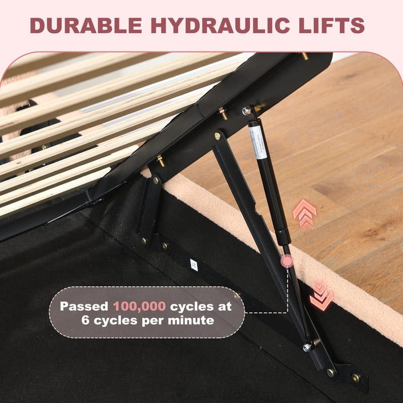 Hydraulic Lift Up Storage Upholstered Platform Bed