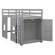 preview thumbnail 5 of 10, Wood Twin Size Loft Bed with Built-in Storage Wardrobe and Two Windows, Gray