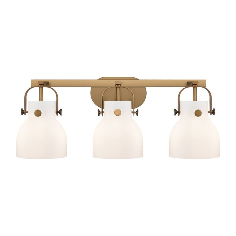 Innovations Lighting 423-3W-10-27 Pilaster II Bell Vanity Pilaster II - Brushed Brass / Matte White