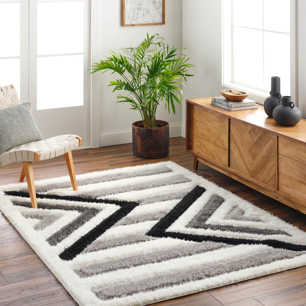 Livabliss Bologna Geometric Stripes Plush Area Rug