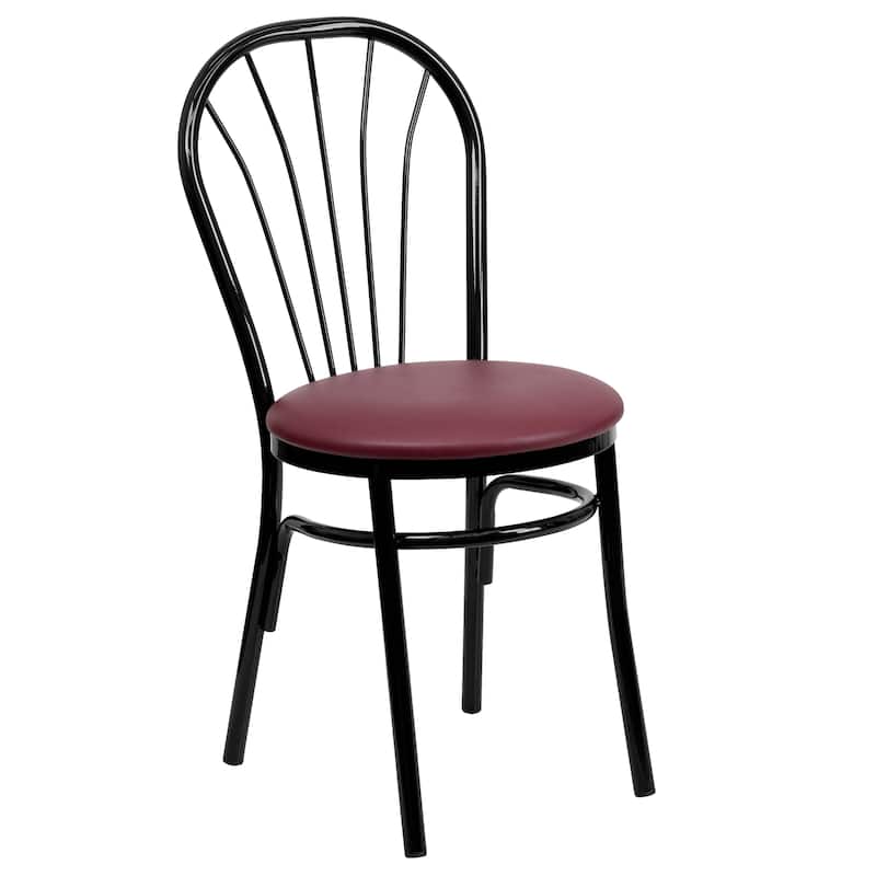2 Pack Fan Back Metal Chair - Vinyl Seat - 16"W x 20"D x 34.5"H - 16"W x 20"D x 34.5"H