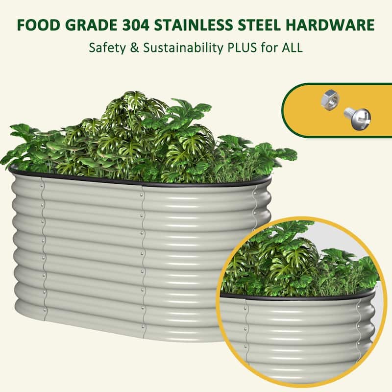 2-in-1 Modular Galvanized Steel Raised Garden Bed for Outdoor Gardening