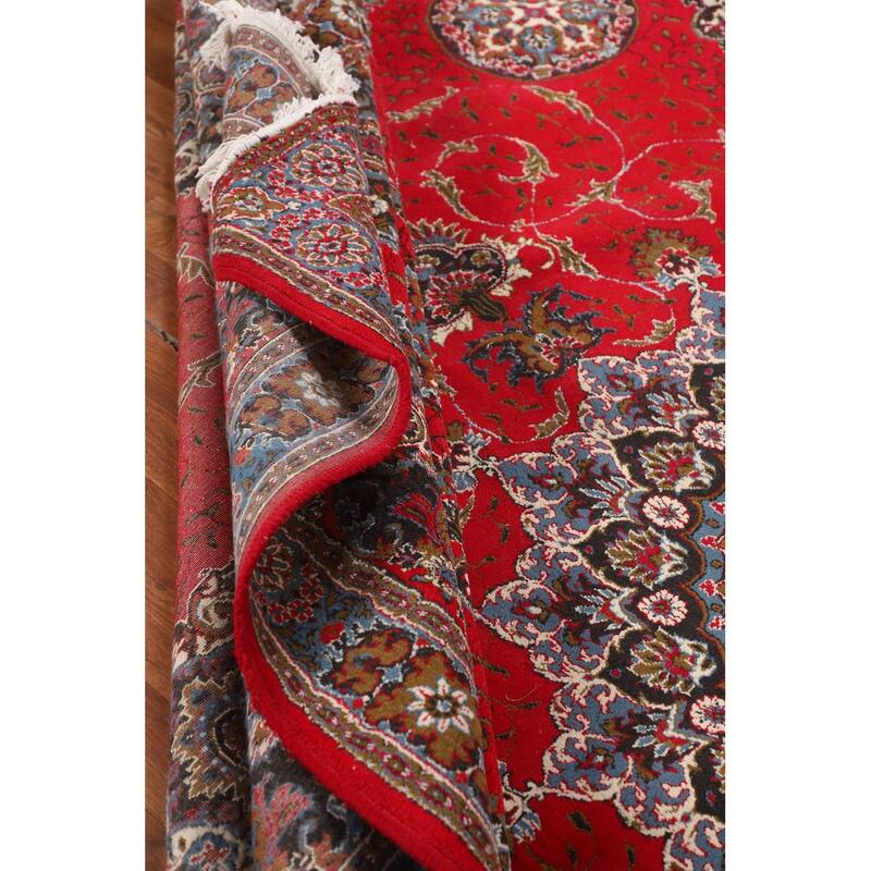 Traditional Red Kashan Turkish Area Rug Medallion Machine Made Carpet - 9'7" x 12'11"