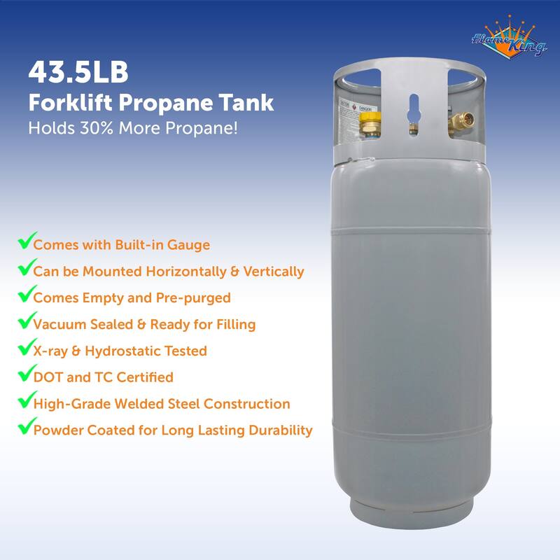 Flame King 43.5LB Steel Forklift Propane Tank with Gauge, DOT and TC Compliant, Rugged-Designed