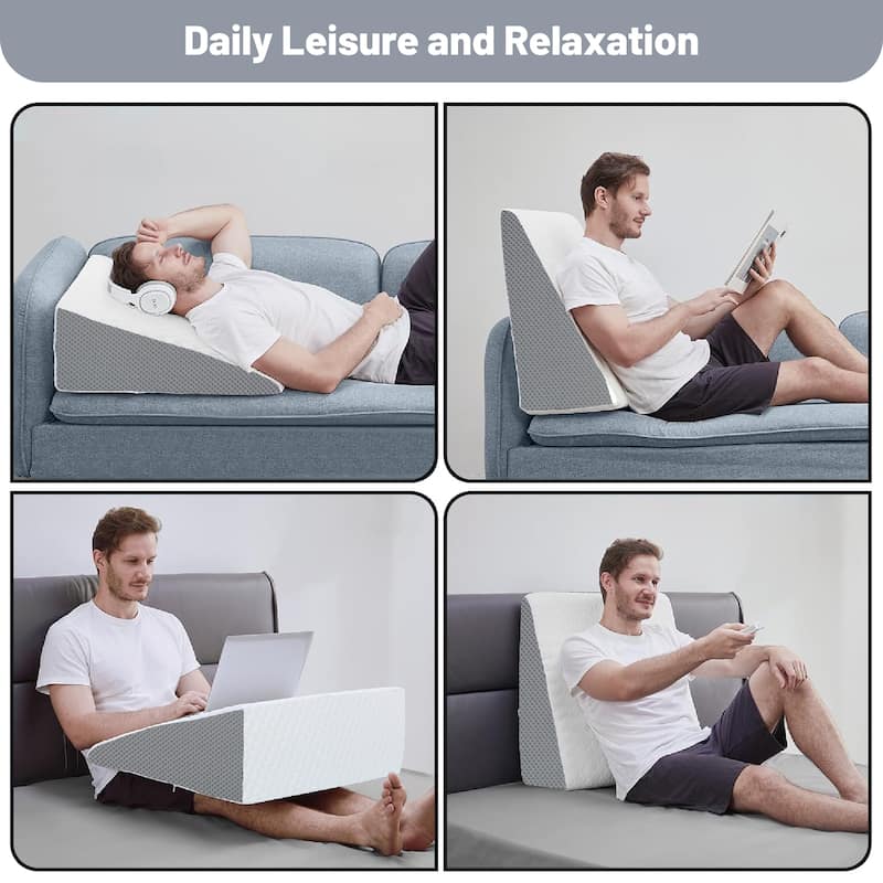 Bed Wedge Pillow, 24-Inch Wide Incline Support Cushion for Lower Back Pain, Anti Snoring, Heartburn, Multi Position, 24-Inch