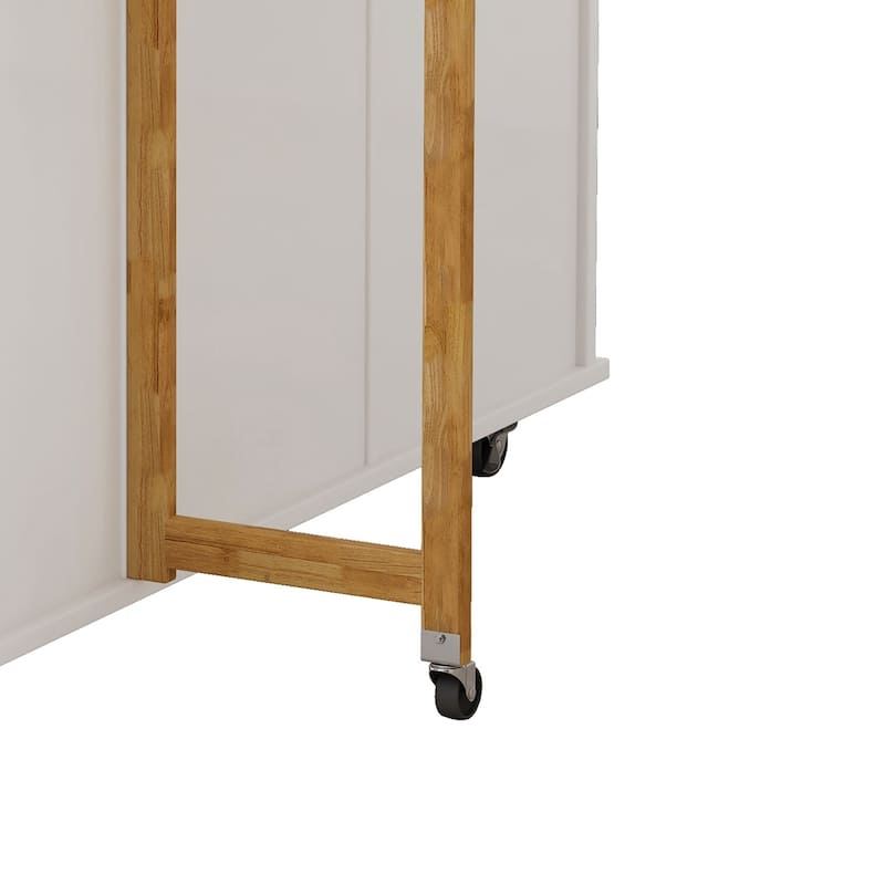 Rubberwood Kitchen Cart with Drop Leaf, Towel Rack, Spice Rack and Three Drawers