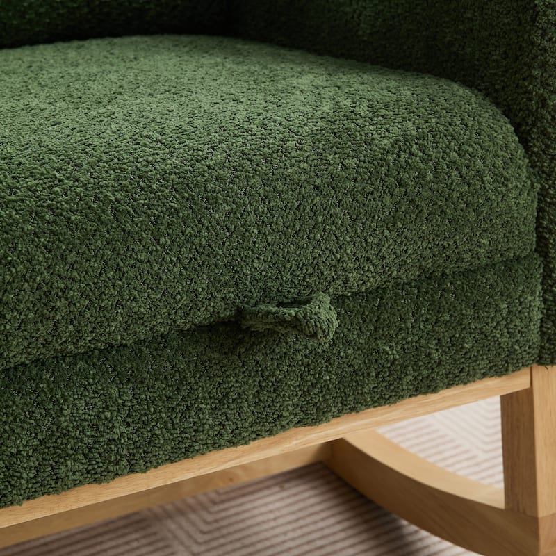 Mid-Century Modern Nursery Rocking Armchair Glider Rocker With Retractable Footrest For Living Room