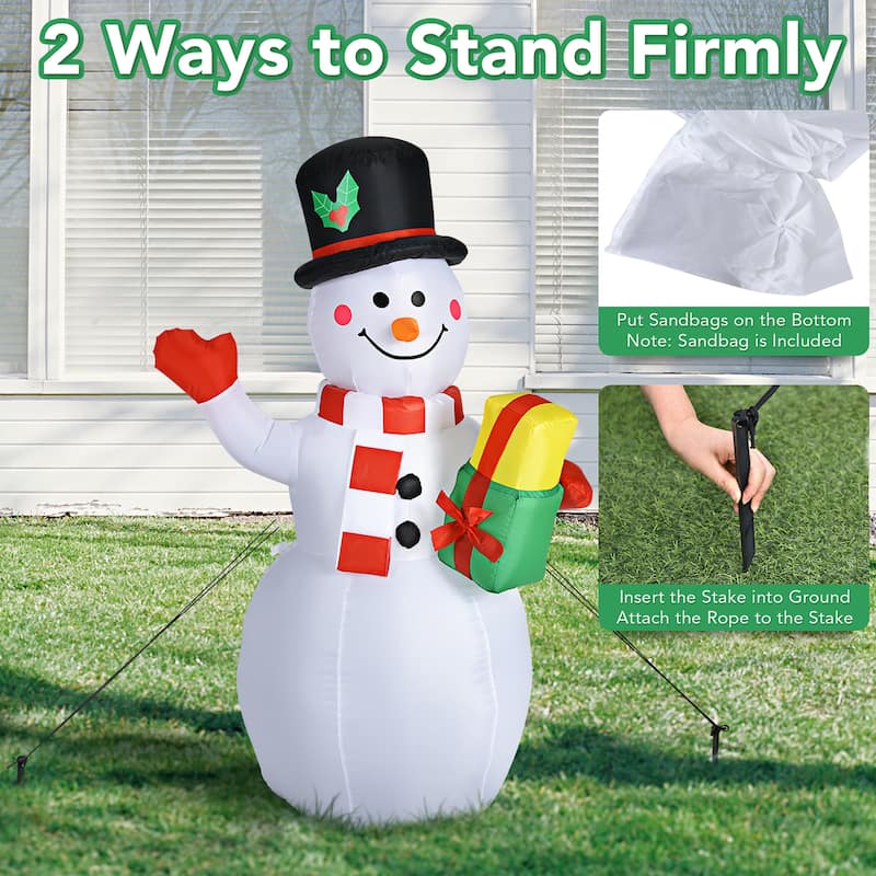 5 FT Tall Snowman Inflatable Blow up Inflatable w/Built-in Colorful