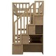 preview thumbnail 17 of 20, Wood Twin Size Loft Bed with Built-in Desk, LED, Storage Shelves, Cabinets and Staircase