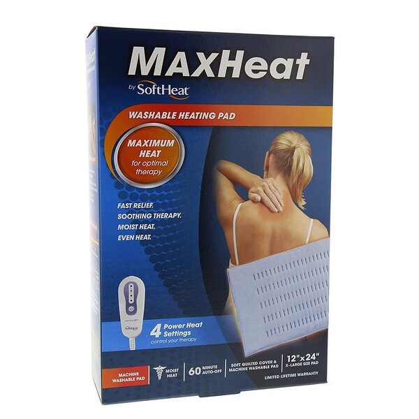 SoftHeat Max Heat Washable Heating Pad, X-Large, 12x24 Inches - White - N/A