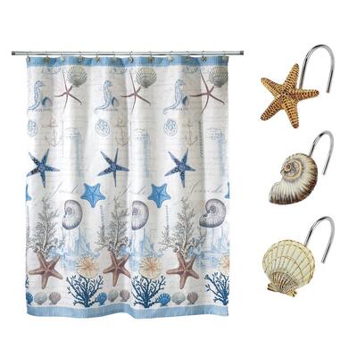 Avanti Antigua Shower Curtain & Shower Hook Set - Multicolor