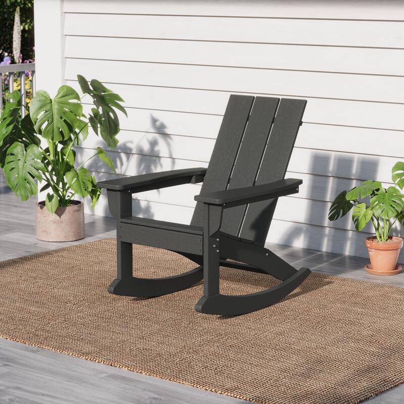 Shoreside Modern Eco-Friendly All Weather Poly Adirondack Rocking Chair