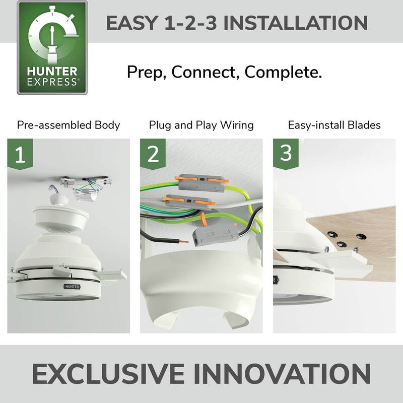 Hunter 52" Georgetown ENERGY STAR® Ceiling Fan w/ LED Light, Remote - Contemporary - Easy Install!