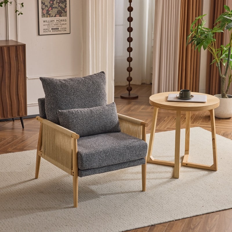 Chenille Accent Chair with Pillow