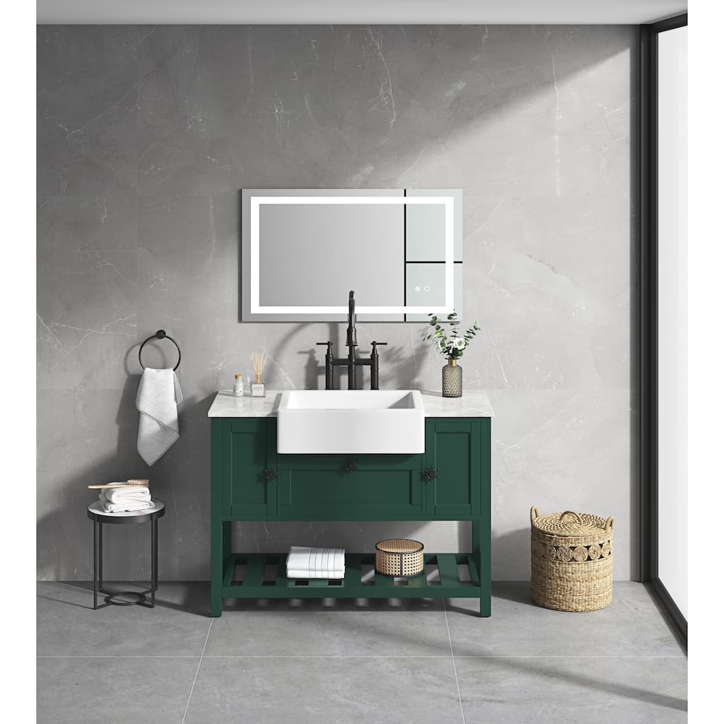 LED Bathroom Mirror 40"x32" with Front and Backlight, Large Dimmable Wall Mirrors with Anti-Fog, Memory 3 Colors Vanity Mirror