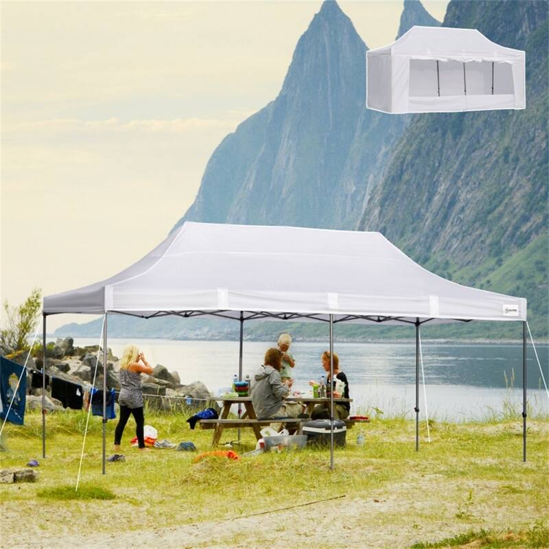 Pop Up Outdoor Tent 19.7 ft x 9.8 ft Waterproof Oxford Fabric with Roller Bag