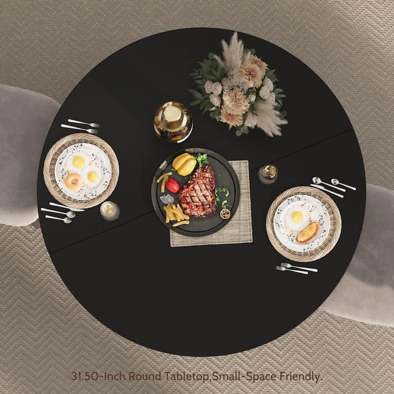 31.5" Farmhouse Wooden Round Dining Table