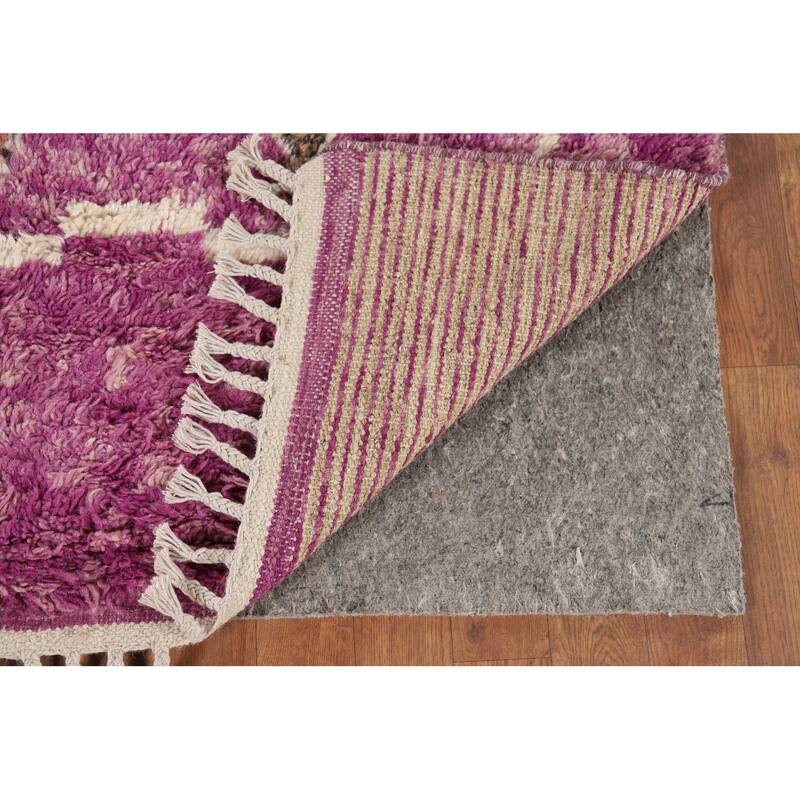 Hand Knotted Oriental 100% Wool Carpet Modern Geometric Purples Moroccan Area Rug - 8' 6'' X 4' 11''