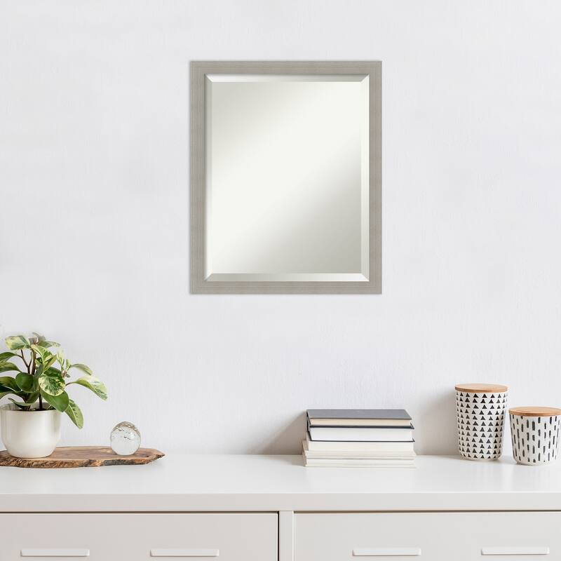 Woodgrain Stripe Beveled Wood Framed Wall Mirror