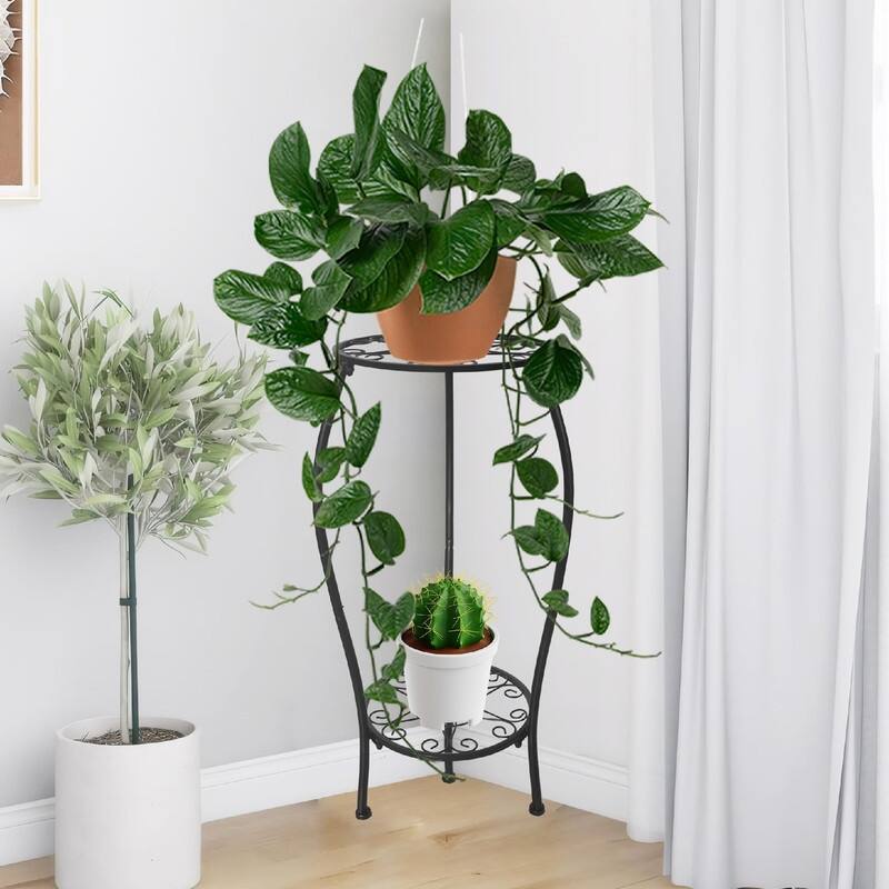 Metal Plant Stand 2 Tier Indoor Outdoor - 11x 11 x 25.2 inches