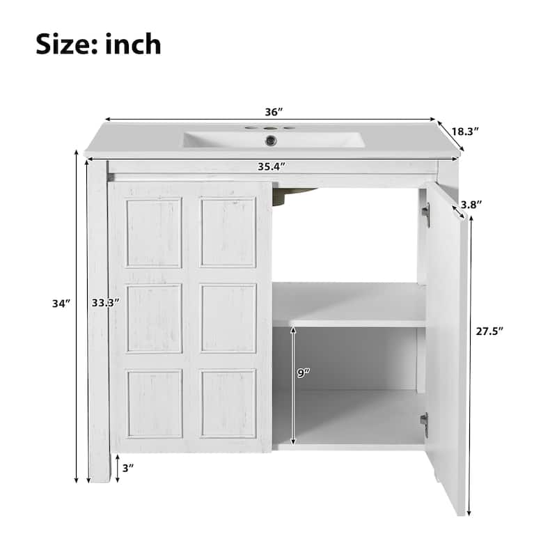 36 "Ceramic Sink Bathroom Vanity Set with Storage Cabinet Organizer‌.