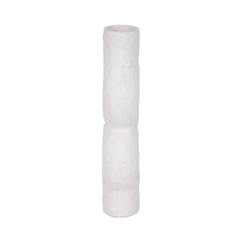 Sagebrook Home Ceramic Textured Stacked Circles Vase, White, Novelty, Solid Color