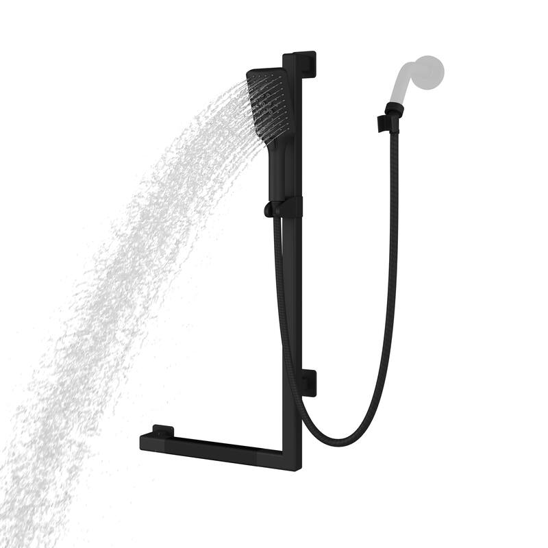 Seville Slide Bar ADA Compliant 500 lb Weight Capacity Slide Bar with Multi-function Handshower Right Matte Black