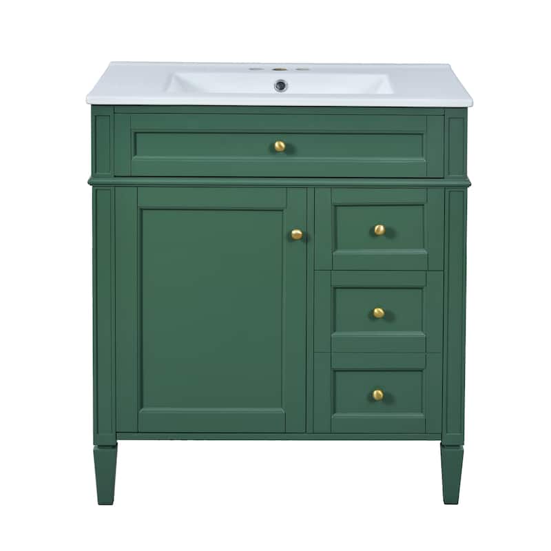 30 inch MDF Freestanding Bathroom Vanity Set with Integrated Sink and Drawers - 30" x 18"