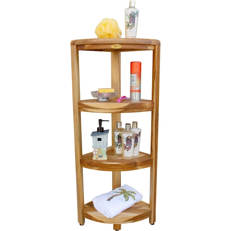 EcoDecors 4-Tier, Shower Table, Standing Shower, Caddy-Teak Shower Caddy, Shower Organizer Stand, Teak Shelf, Teak Shower Shelf