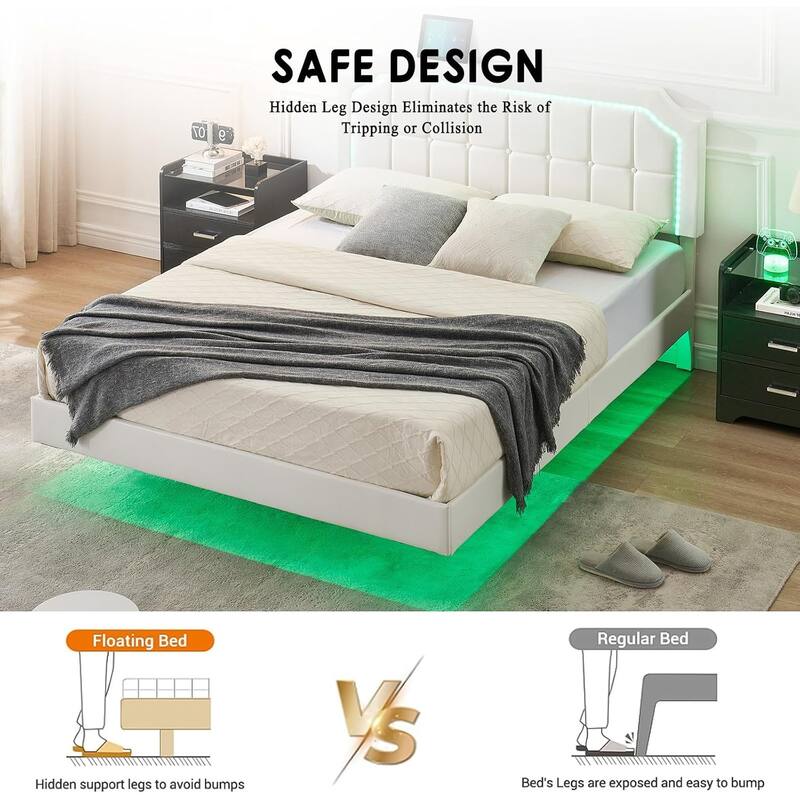 Bed Frame with Upholstered Adjustable Headboard