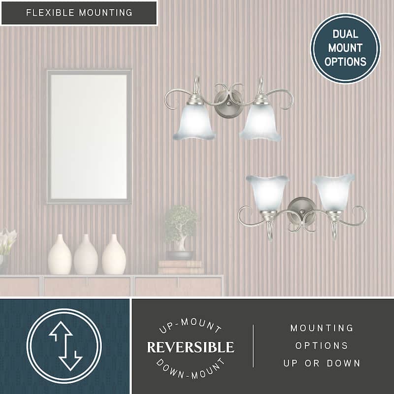 Bella 2 Light Brushed Nickel Bathroom Vanity Fixture - 19.75-in W x 9-in H x 8.25-in D